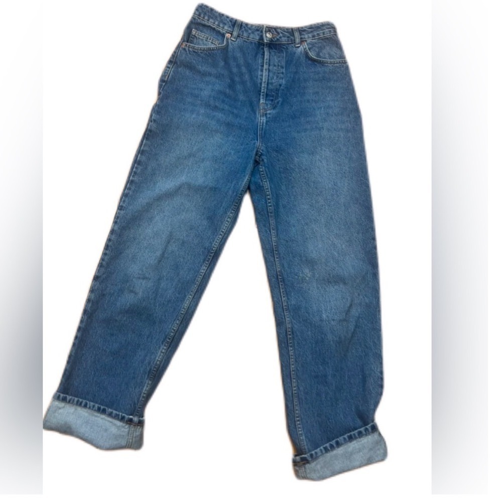 Topshop High Waisted Straight Leg Jeans Blue Button Fly W30‎ L30 US 8
